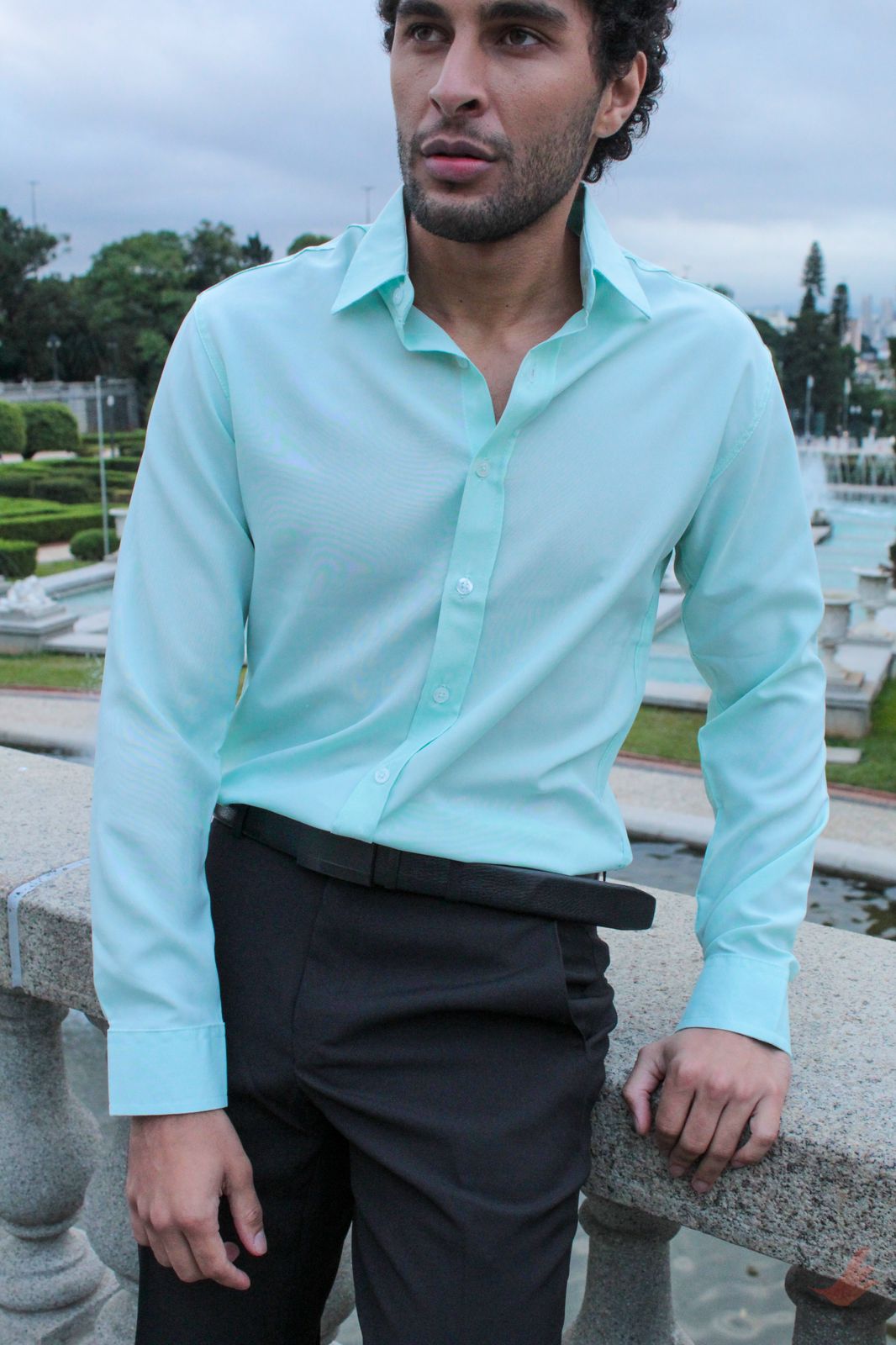 Camisa Social Verde Claro Loja Essencial Modas